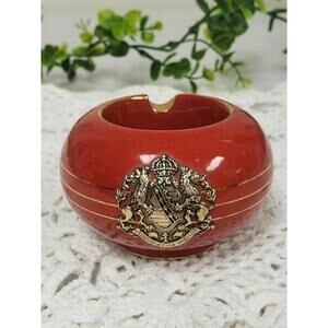 Vintage Murray Feiss Red Ceramic Ashtray Providentiae Memor Florentine Italy